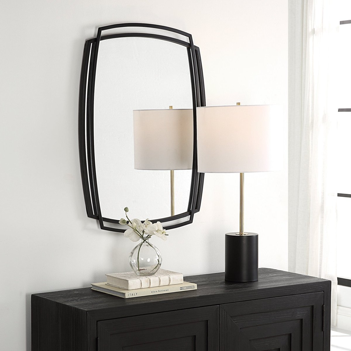 Curved Metal Framed Contemporary Mirror - Uttermost - Rectangular Mirrors by Modest Hut