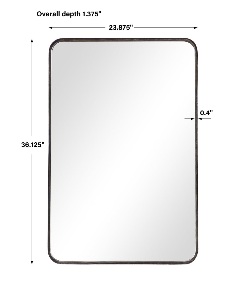 Dark Bronze Rounded Corner Metal Frame Mirror - Uttermost - Rectangular Mirrors by Modest Hut
