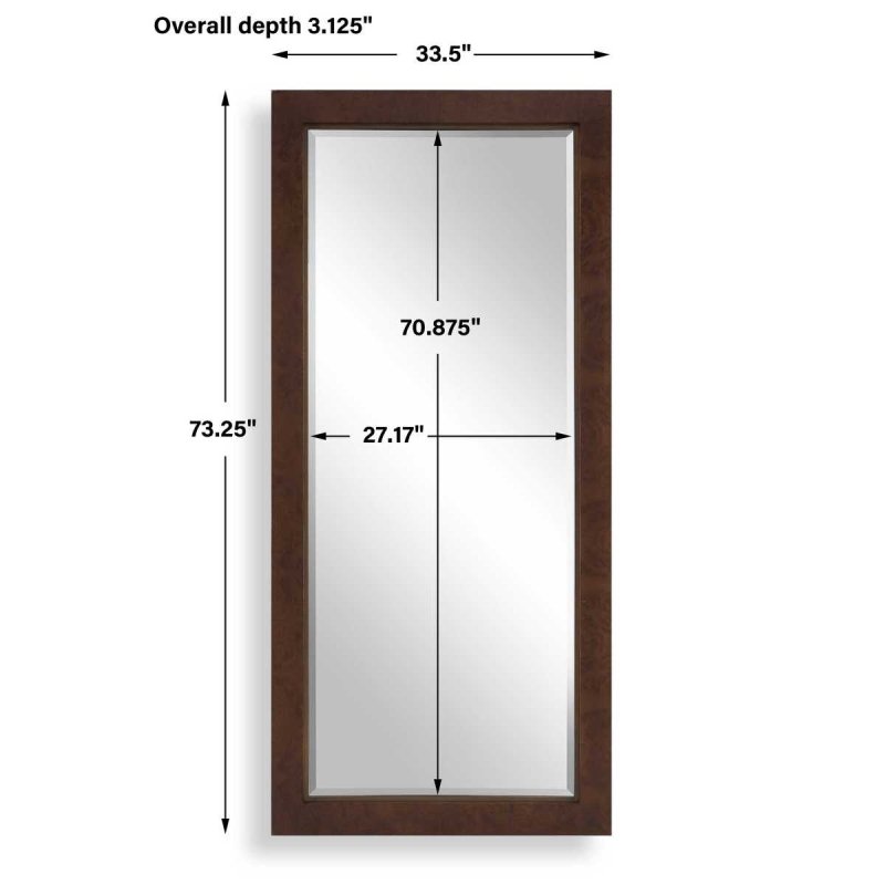 Back view of the Durant Tall Mirror showing hanging hardware
