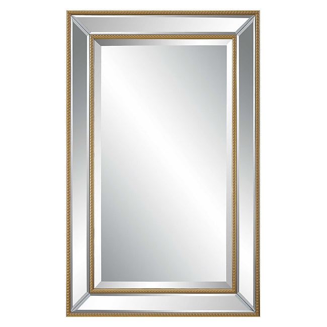 Gold Beaded Rectangular Mirror - Uttermost - Rectangular Mirrors by Modest Hut