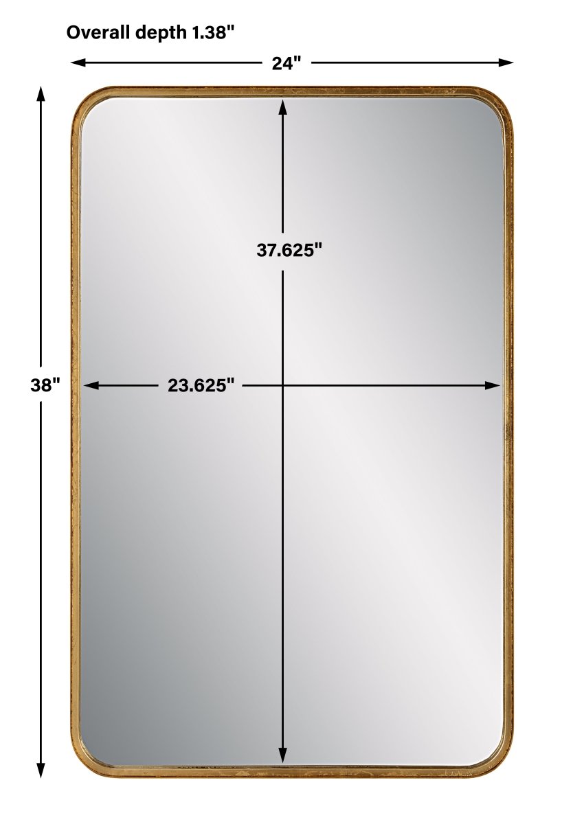 Gold Leaf Rounded Corner Metal Frame Mirror - Uttermost - Rectangular Mirrors by Modest Hut