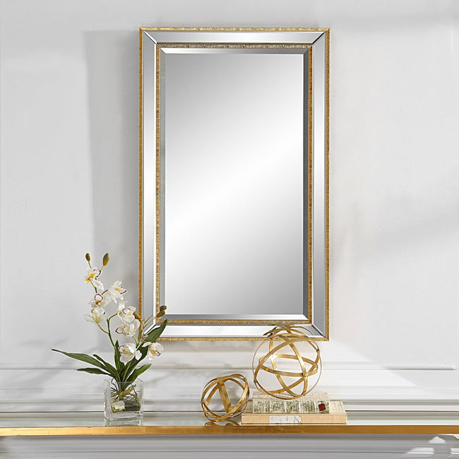 Gold Organic Textured Beveled Mirror - Uttermost - Rectangular Mirrors by Modest Hut
