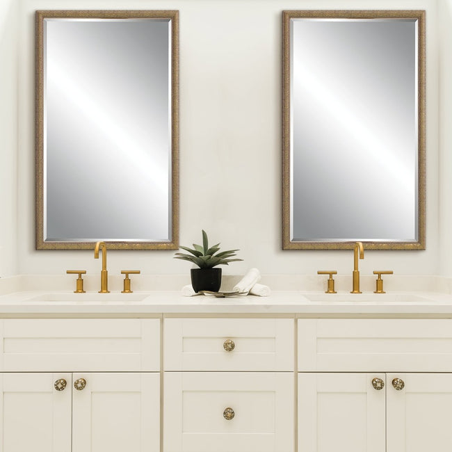 Gold Textured Beveled Frame Mirror - Uttermost - Rectangular Mirrors by Modest Hut