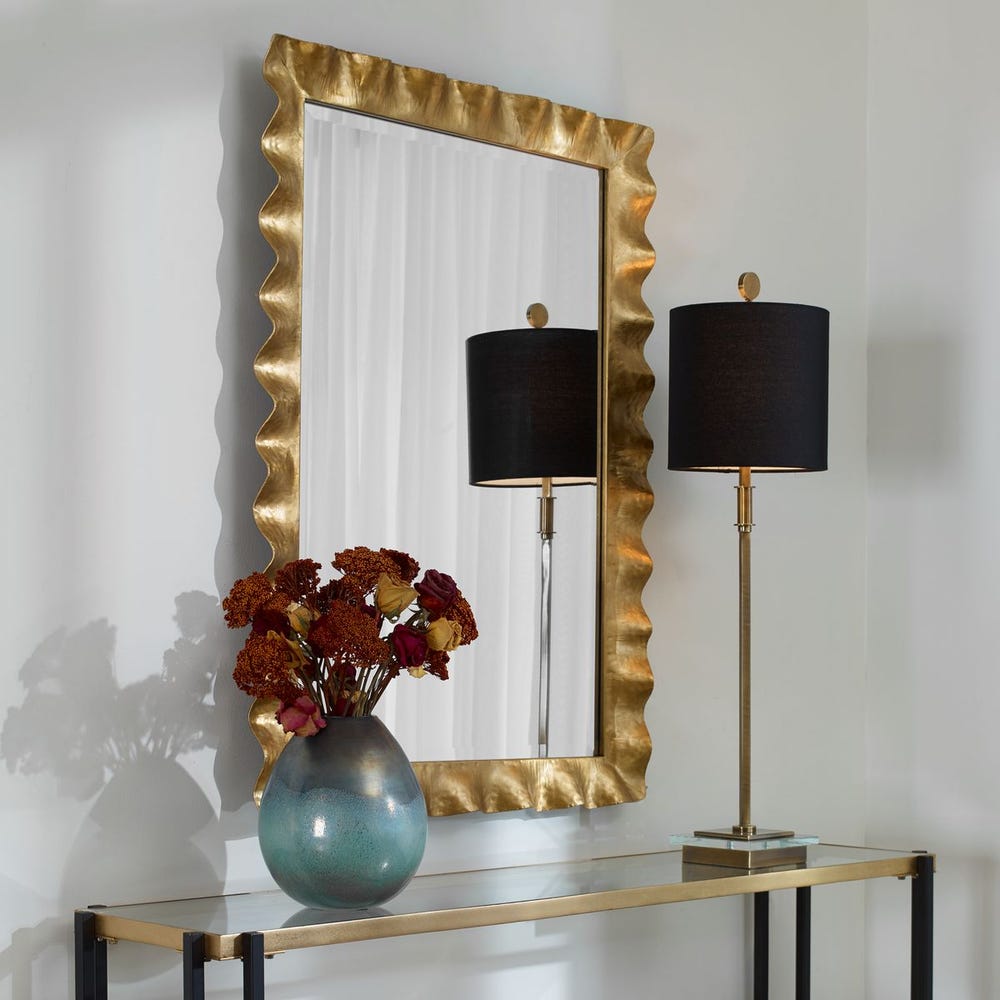 Haya Rectangular Gold Mirror - Uttermost - Rectangular Mirrors by Modest Hut