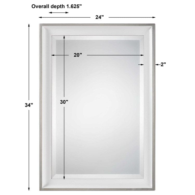 Lahvahn White Silver Mirror - Uttermost - Rectangular Mirrors by Modest Hut