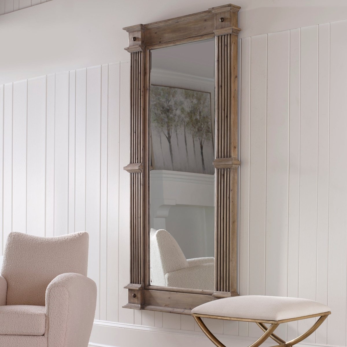McAllister Natural Wood Oversized Mirror - Uttermost - Rectangular Mirrors by Modest Hut