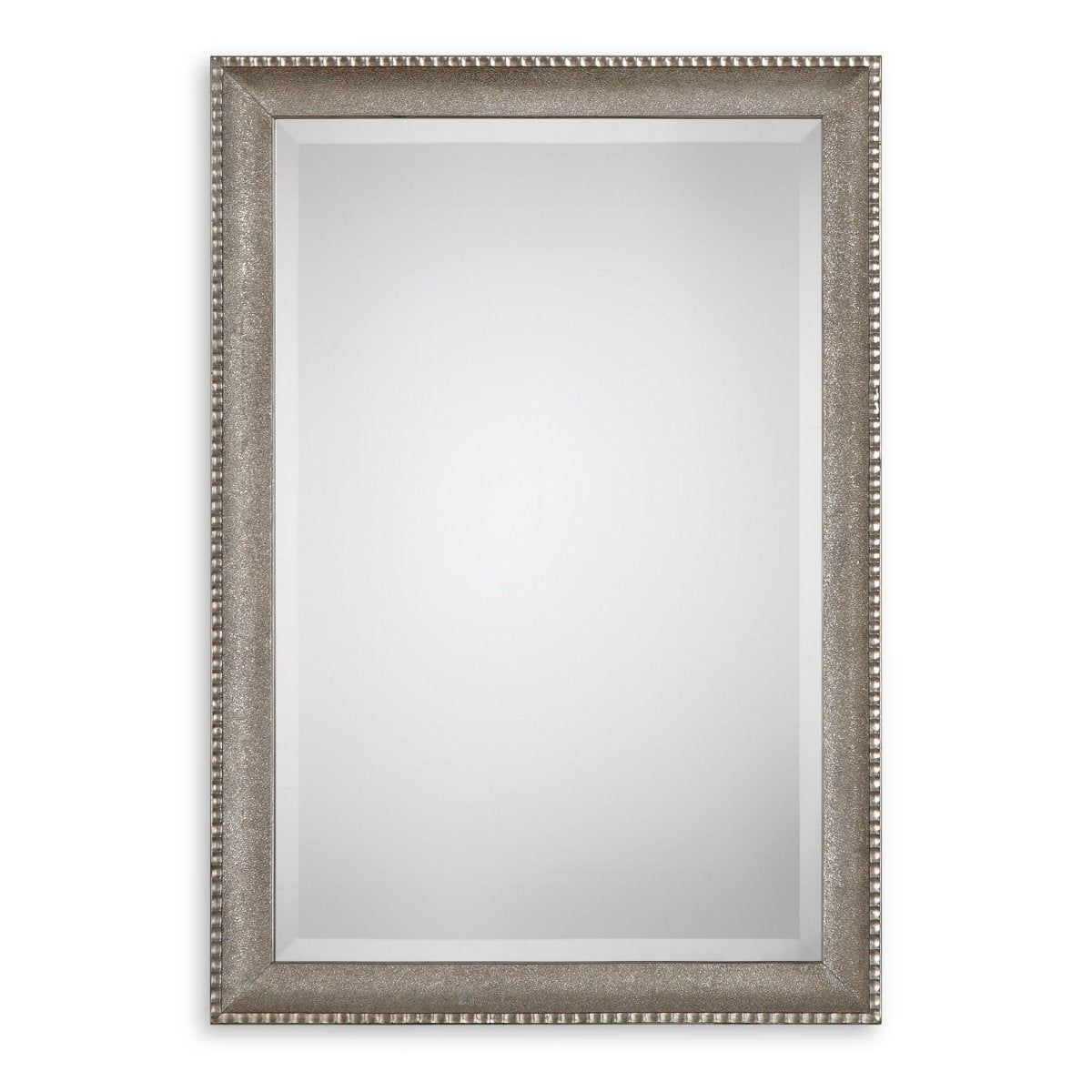 Metallic Silver Textured Sloped Frame Mirror - Uttermost - Rectangular Mirrors by Modest Hut