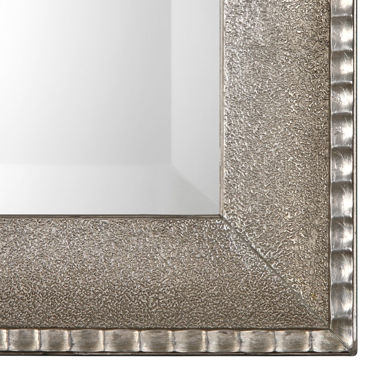 Metallic Silver Textured Sloped Frame Mirror - Uttermost - Rectangular Mirrors by Modest Hut