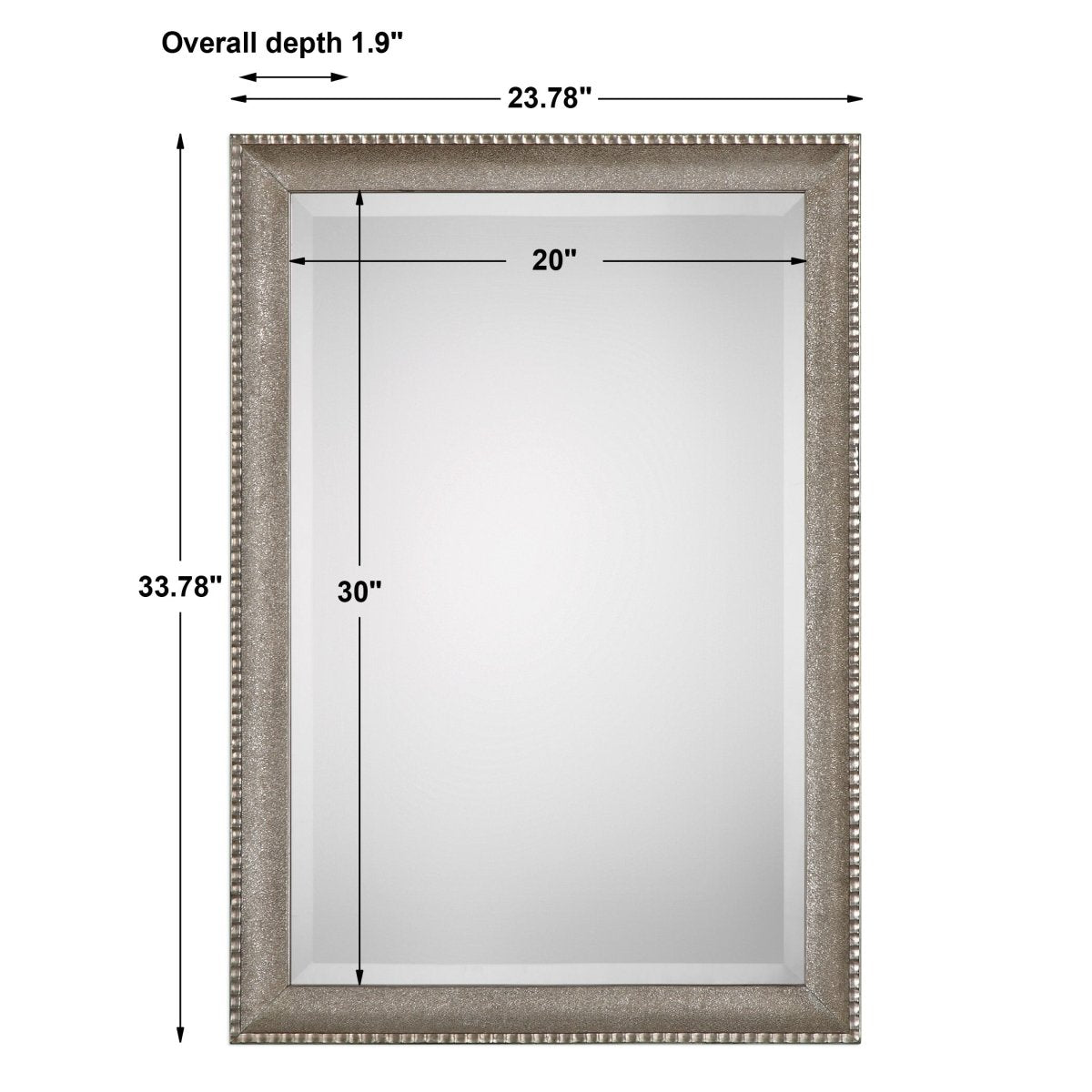 Metallic Silver Textured Sloped Frame Mirror - Uttermost - Rectangular Mirrors by Modest Hut