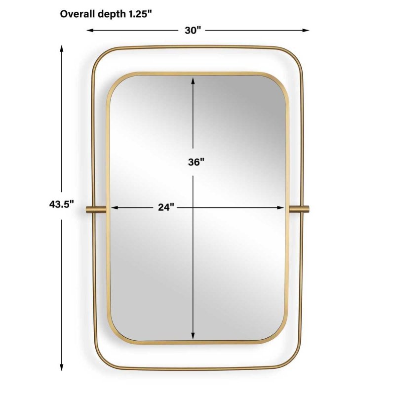 Back view of the Moreni Antique Brass Rounded Wall Mirror showing hanging hardware