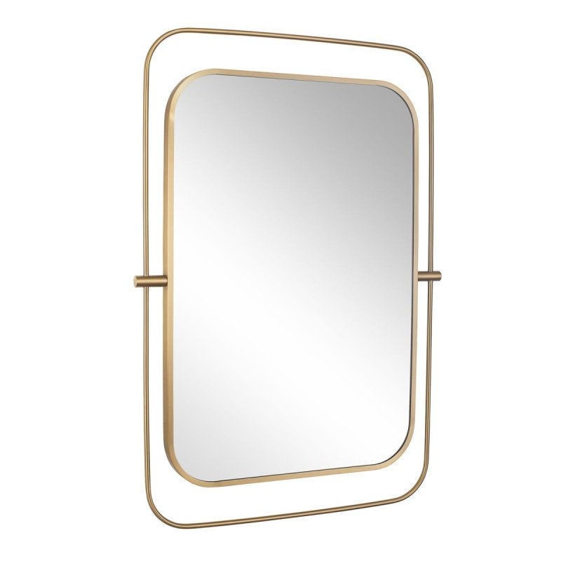 Moreni Antique Brass Rounded Wall Mirror by Uttermost on a white background