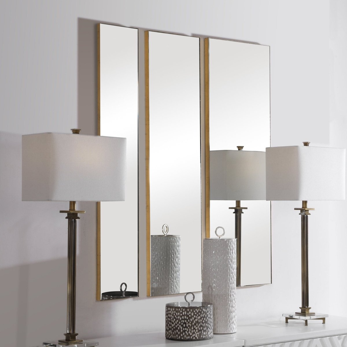 Rowling Gold Mirrors, S/3 - Uttermost - Rectangular Mirrors by Modest Hut