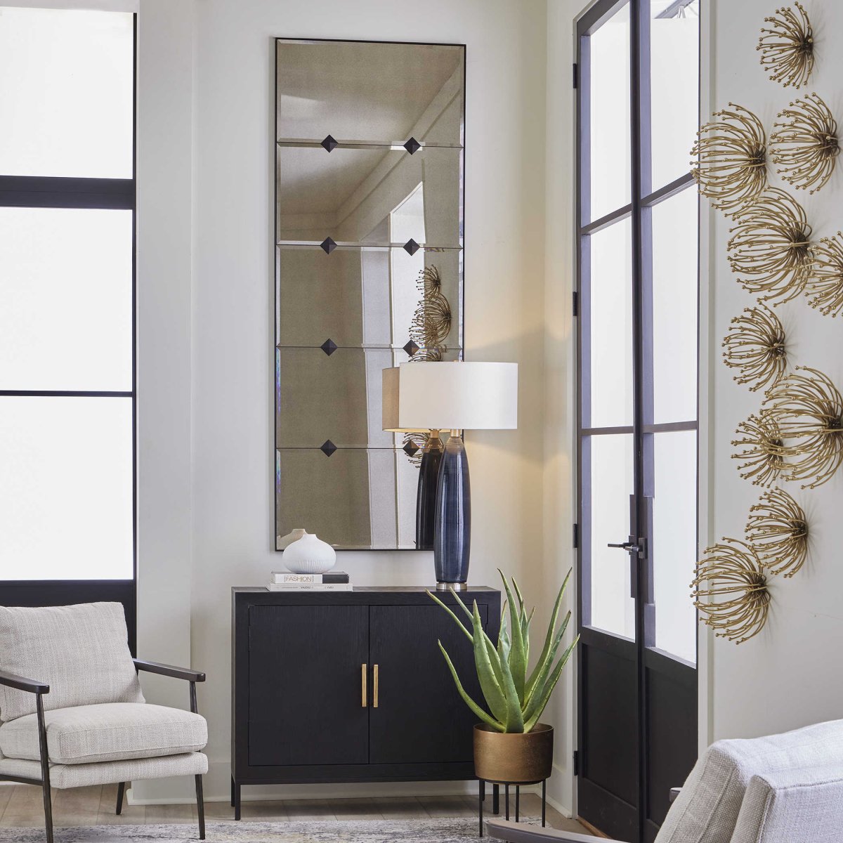 Serchio Black Iron Frame Mirror - Uttermost - Rectangular Mirrors by Modest Hut