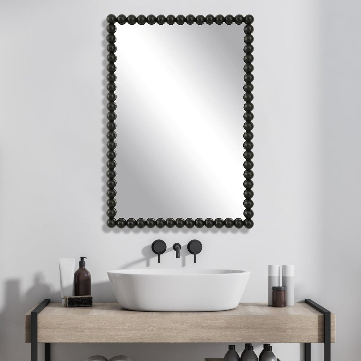 Serna Black Vanity Mirror - Uttermost - Rectangular Mirrors by Modest Hut