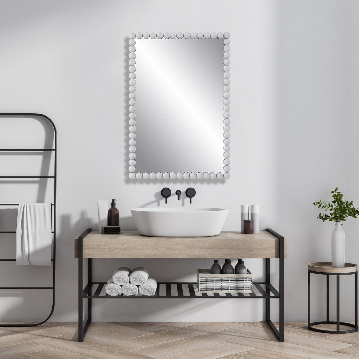 Serna White Vanity Mirror - Uttermost - Rectangular Mirrors by Modest Hut