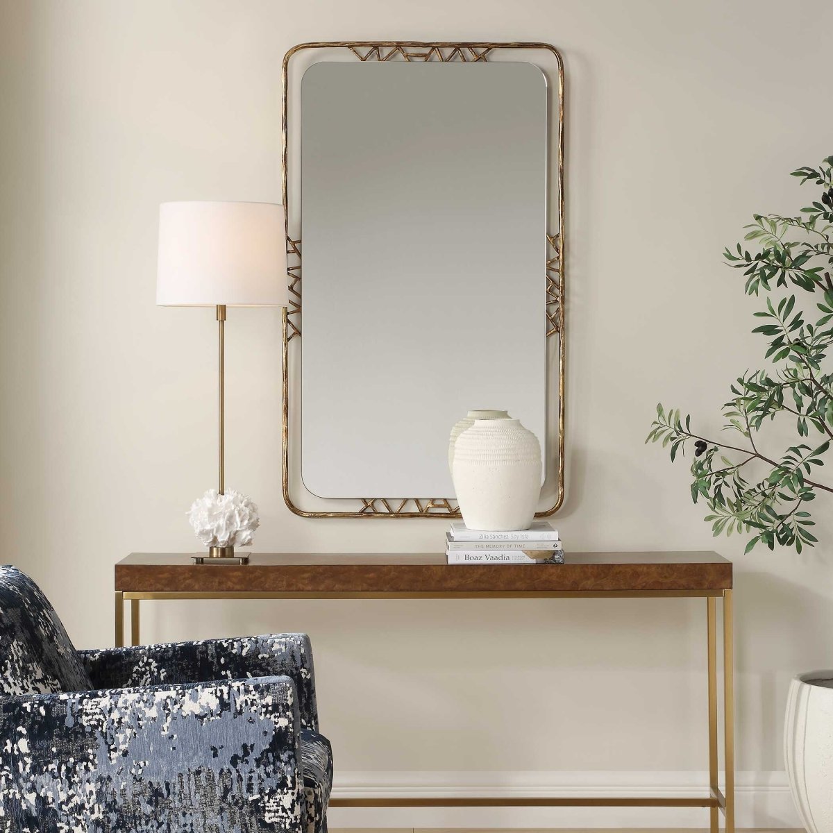 Tahoma Antiqued Gold Mirror - Uttermost - Rectangular Mirrors by Modest Hut