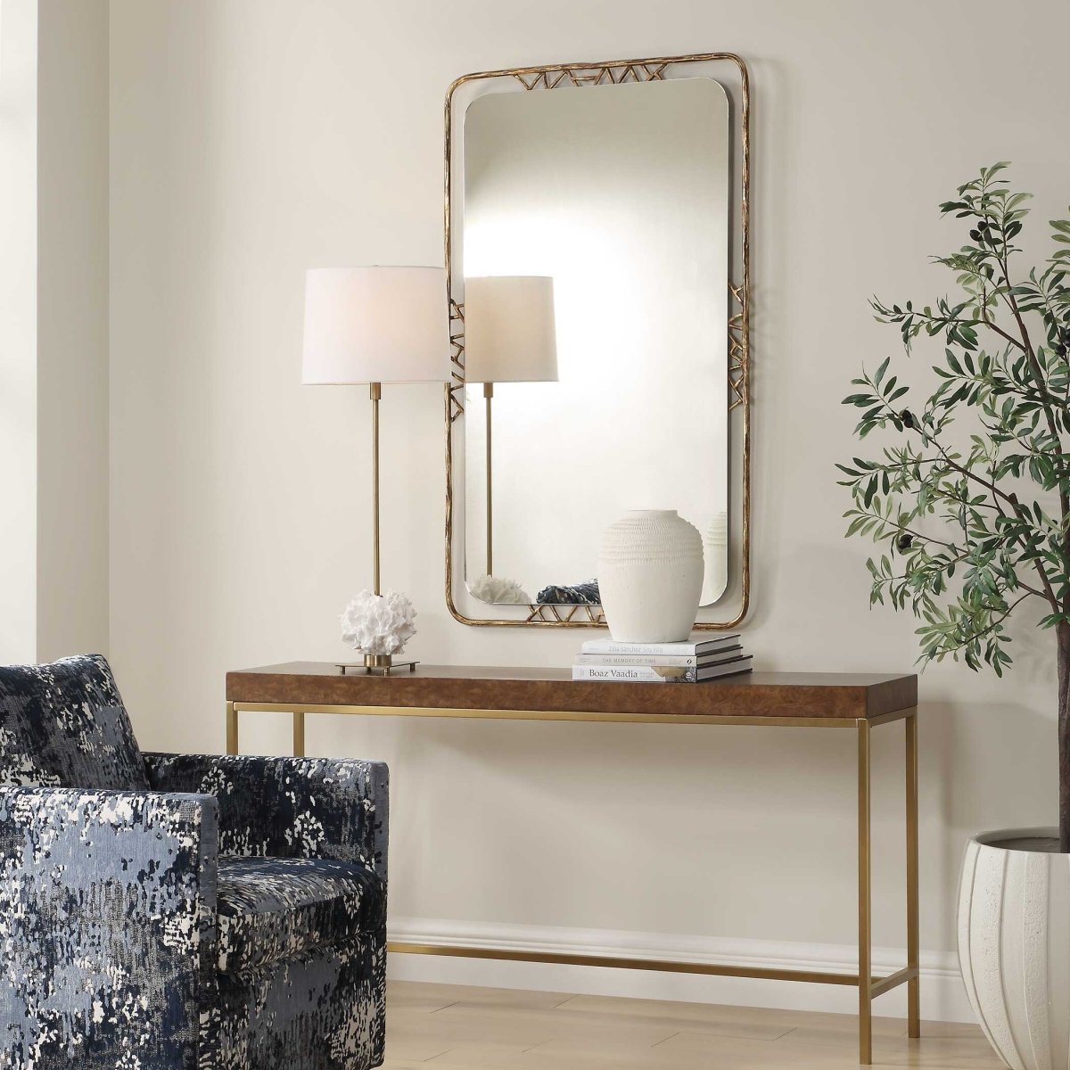 Tahoma Antiqued Gold Mirror - Uttermost - Rectangular Mirrors by Modest Hut