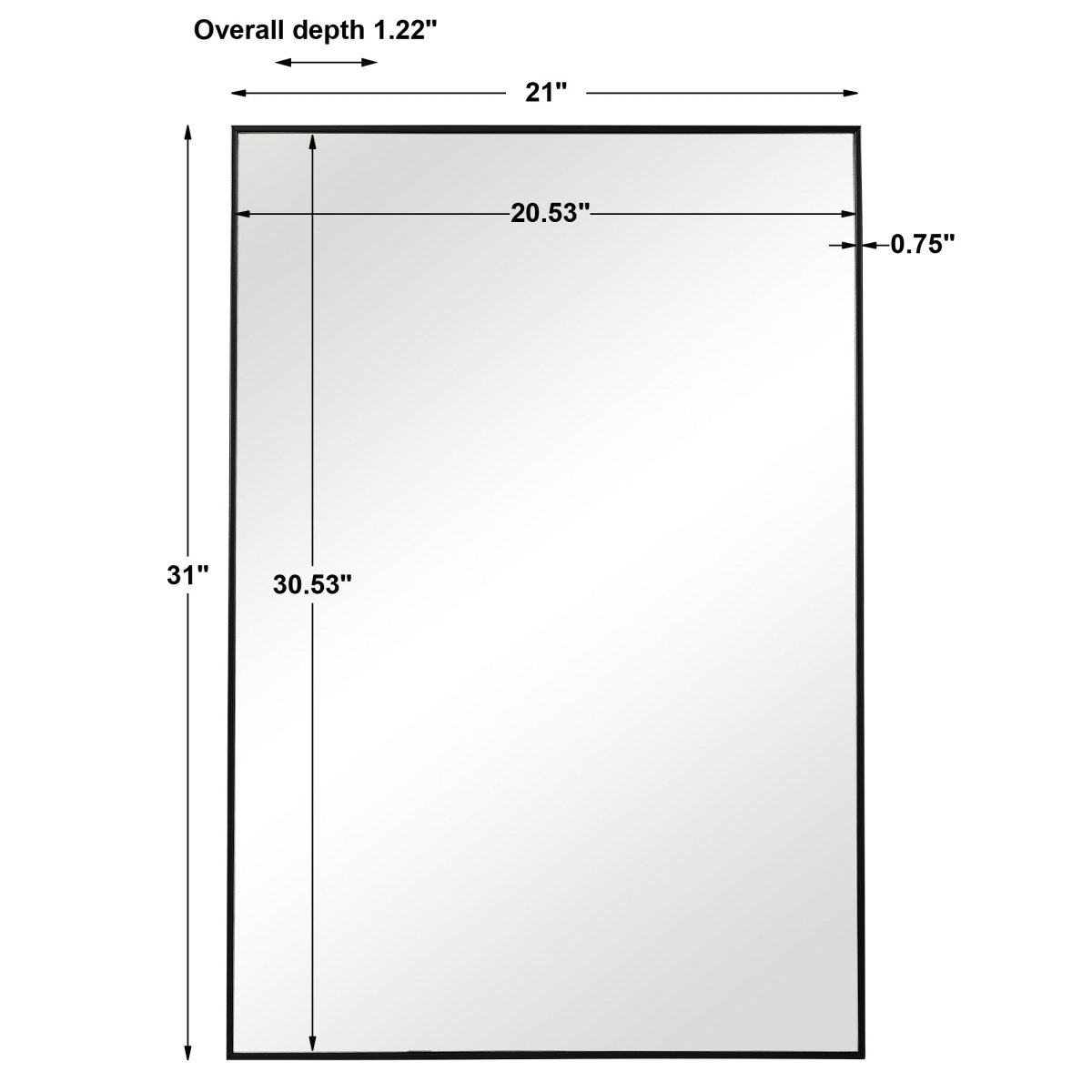 Thin Black Simple Clean Design Frame Mirror - Uttermost - Rectangular Mirrors by Modest Hut