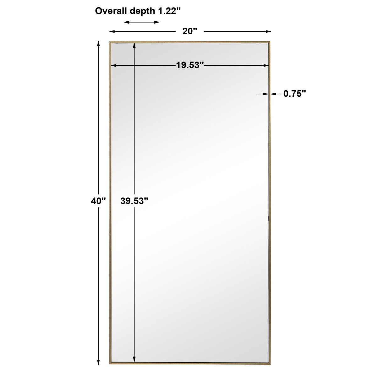 Thin Gold Contemporary Design Frame Mirror - Uttermost - Rectangular Mirrors by Modest Hut