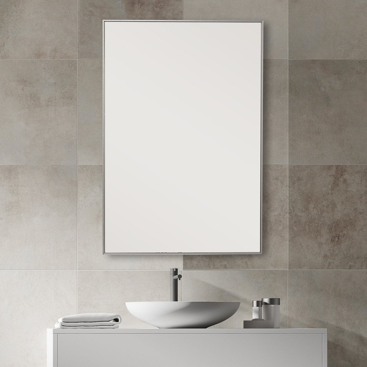 Thin Silver Simple Clean Design Frame Mirror - Uttermost - Rectangular Mirrors by Modest Hut