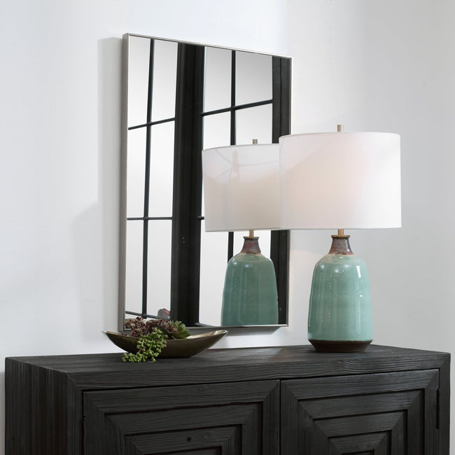 Thin Silver Simple Clean Design Frame Mirror - Uttermost - Rectangular Mirrors by Modest Hut