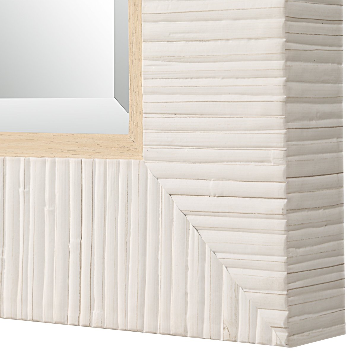 Whitewashed Rattan Coastal Frame Mirror - Uttermost - Rectangular Mirrors by Modest Hut