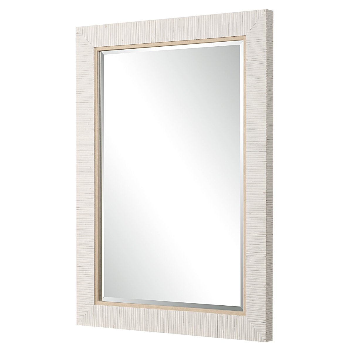 Whitewashed Rattan Coastal Frame Mirror - Uttermost - Rectangular Mirrors by Modest Hut