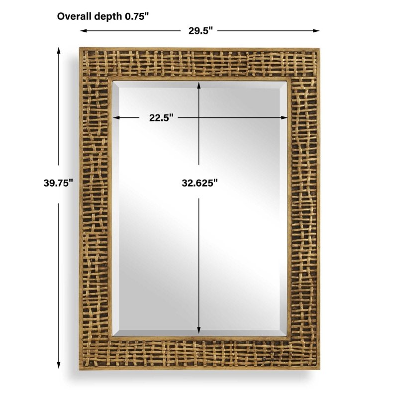 Woven In Time Gold Mirror by Uttermost dimensions diagram