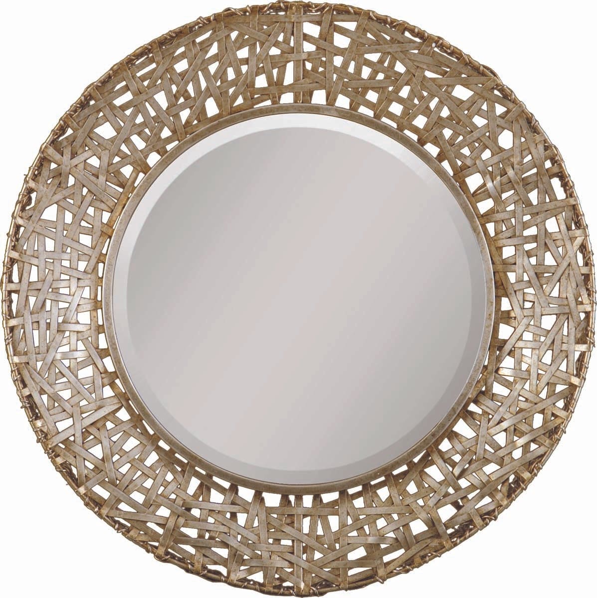 Alita Champagne Woven Metal Mirror - Uttermost - Round Mirrors by Modest Hut