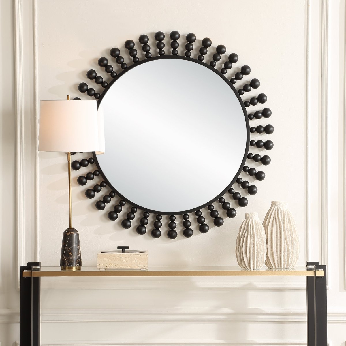 Aziel Round Black Mirror - Uttermost - Round Mirrors by Modest Hut