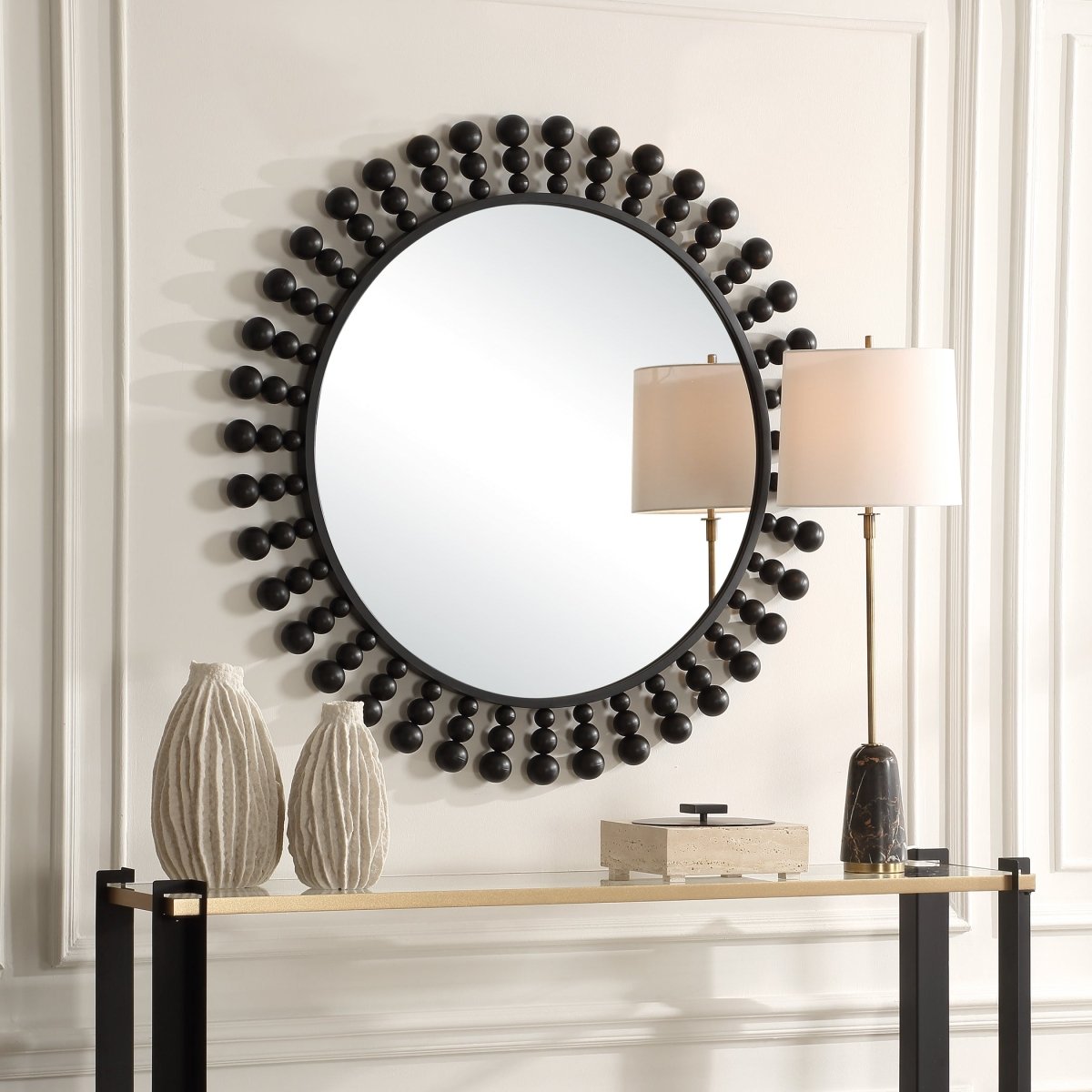 Aziel Round Black Mirror - Uttermost - Round Mirrors by Modest Hut