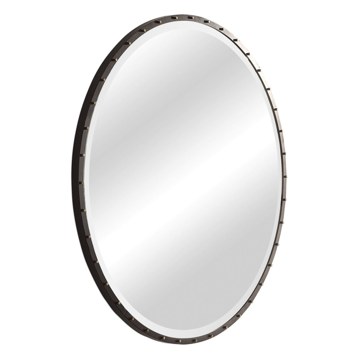 Bendo Rustic Black Round Mirror - Uttermost - Round Mirrors by Modest Hut