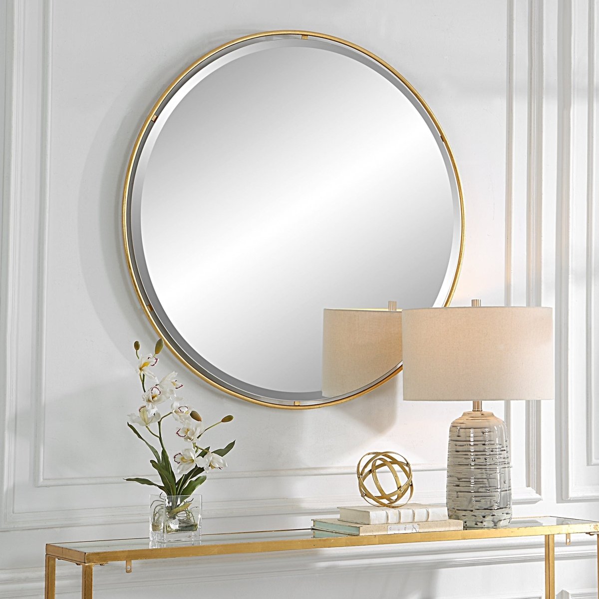 Canillo Gold Round Mirror - Uttermost - Round Mirrors by Modest Hut