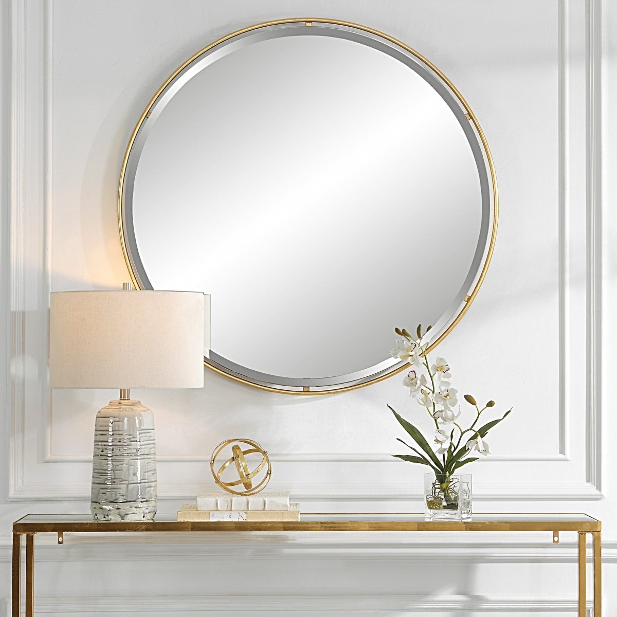 Canillo Gold Round Mirror - Uttermost - Round Mirrors by Modest Hut