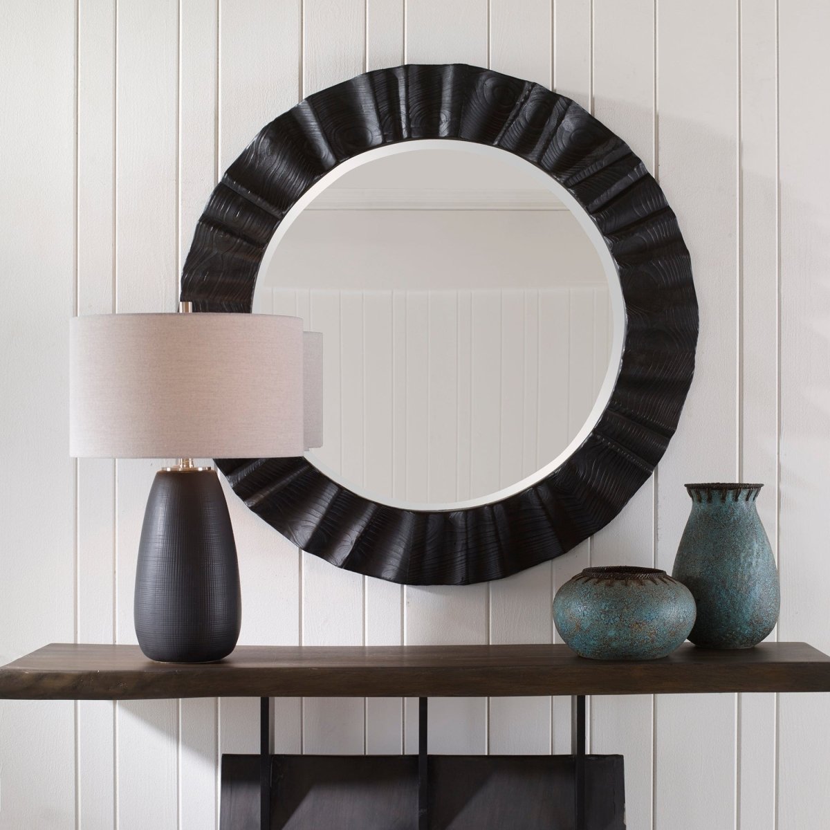 Caribou Dark Espresso Round Mirror - Uttermost - Round Mirrors by Modest Hut