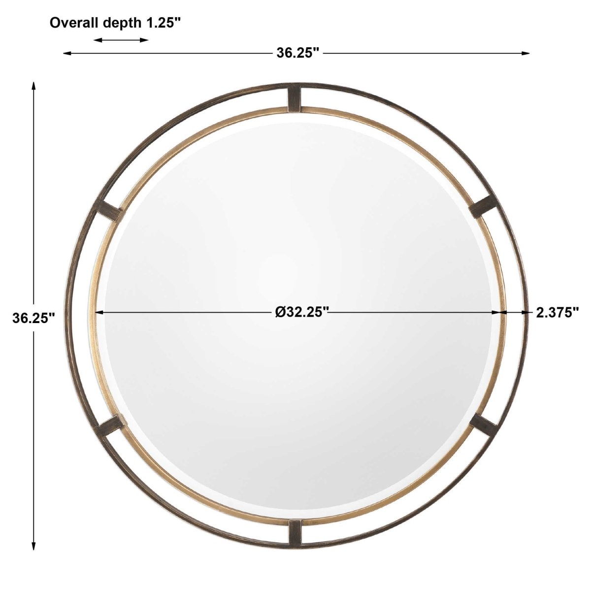 Carrizo Bronze Round Mirror - Uttermost - Round Mirrors by Modest Hut