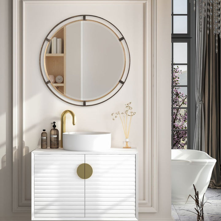 Carrizo Bronze Round Mirror - Uttermost - Round Mirrors by Modest Hut