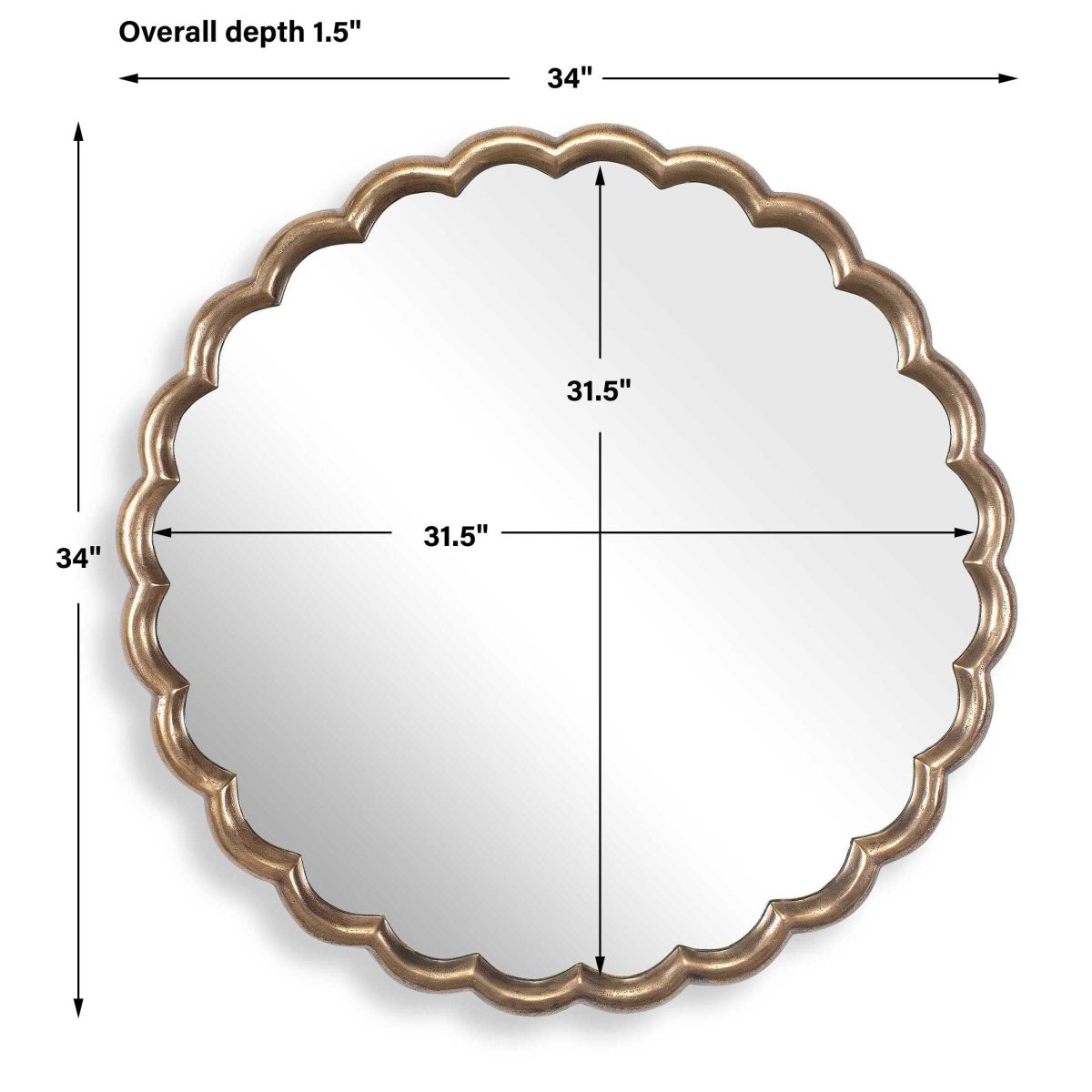 Cerrito Antique Brass Round Mirror - Uttermost - Round Mirrors by Modest Hut