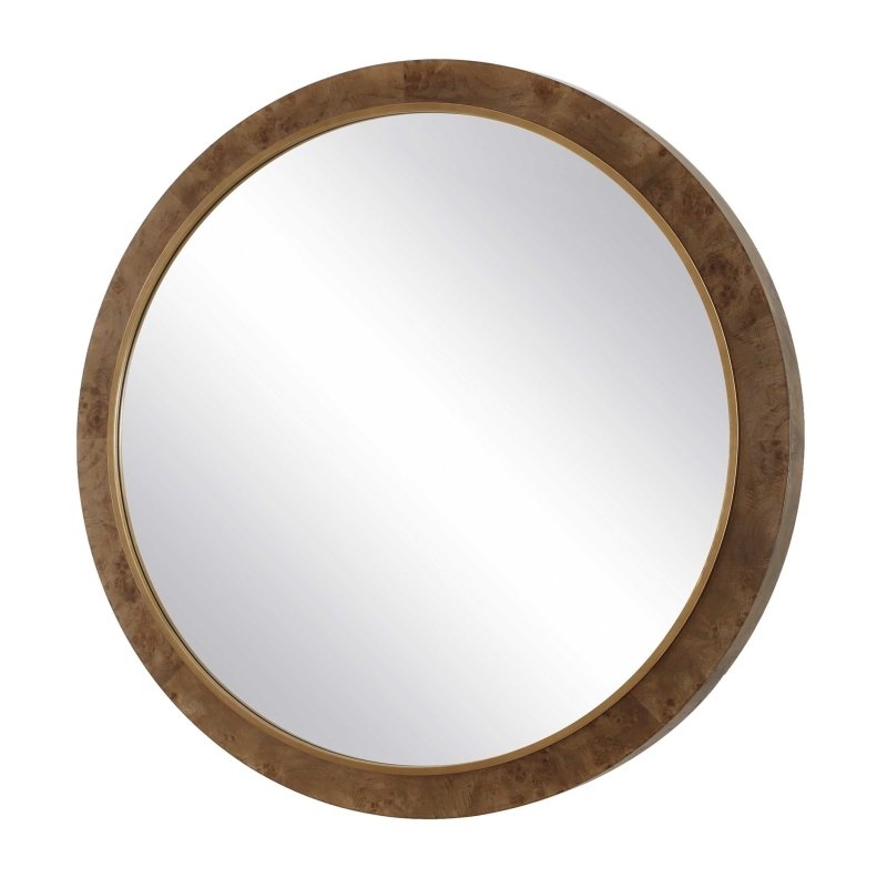 Cleveland Round Burl Wood Mirror - Round Mirrors