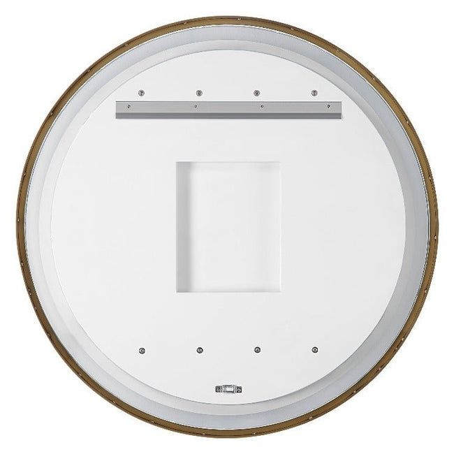 Crofton Lighted Brass Round Mirror - Uttermost - Round Mirrors by Modest Hut