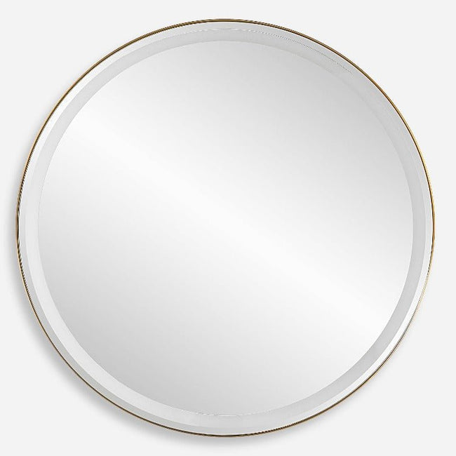 Crofton Lighted Brass Round Mirror - Uttermost - Round Mirrors by Modest Hut