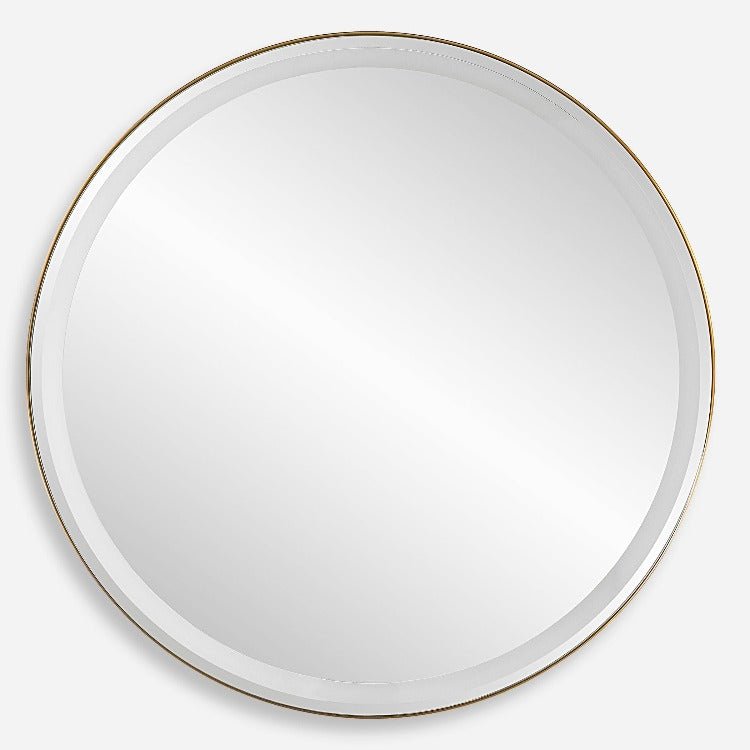 Crofton Lighted Brass Round Mirror - Uttermost - Round Mirrors by Modest Hut