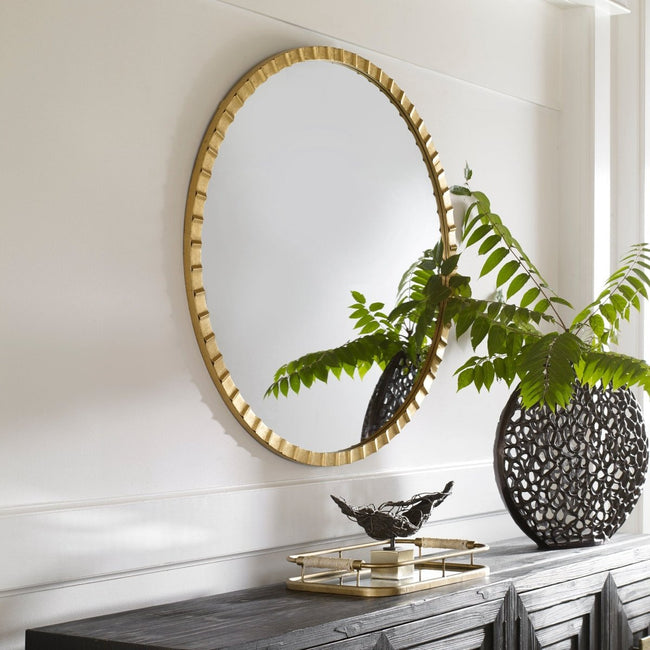 Dandridge Gold Round Mirror - Uttermost - Round Mirrors by Modest Hut