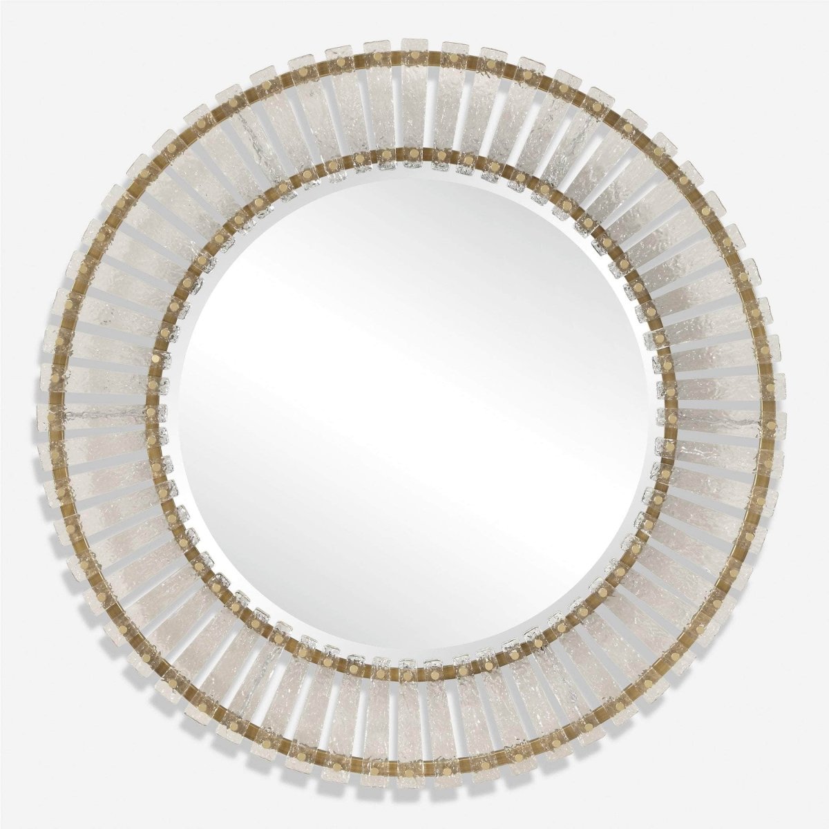 Denali Textured Glass Round Mirror - Uttermost - Round Mirrors by Modest Hut