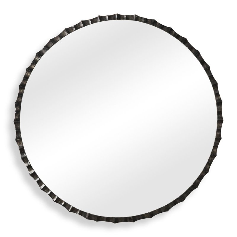 Alternate view of the Grander Charcoal Scalloped Round Mirror by Uttermost