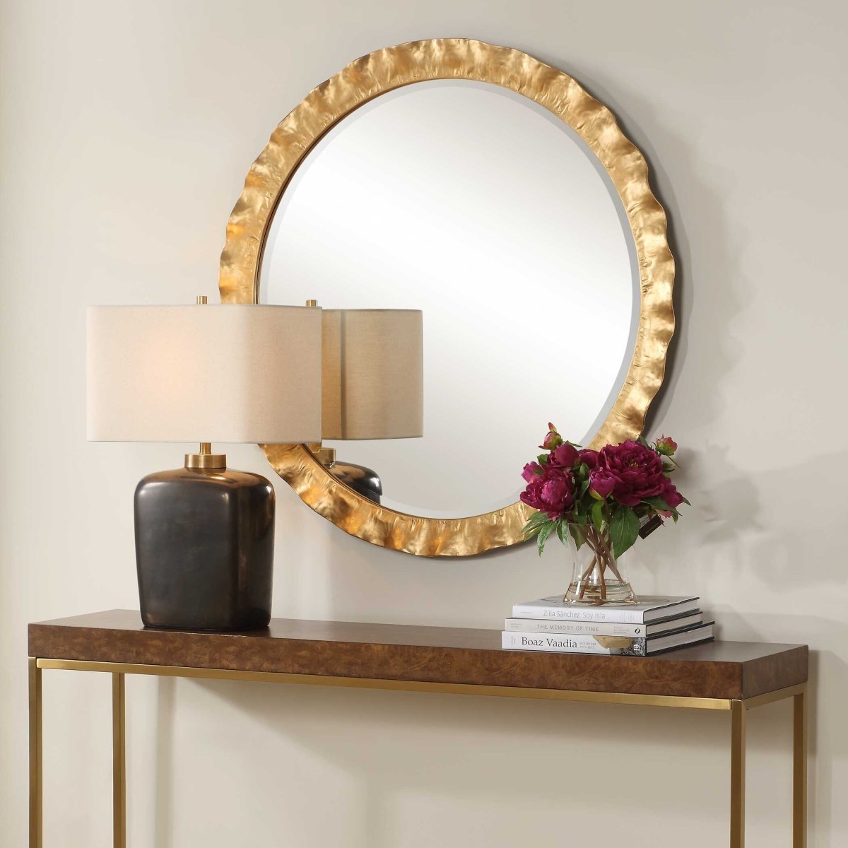 Haya Round Gold Mirror - Uttermost - Round Mirrors by Modest Hut