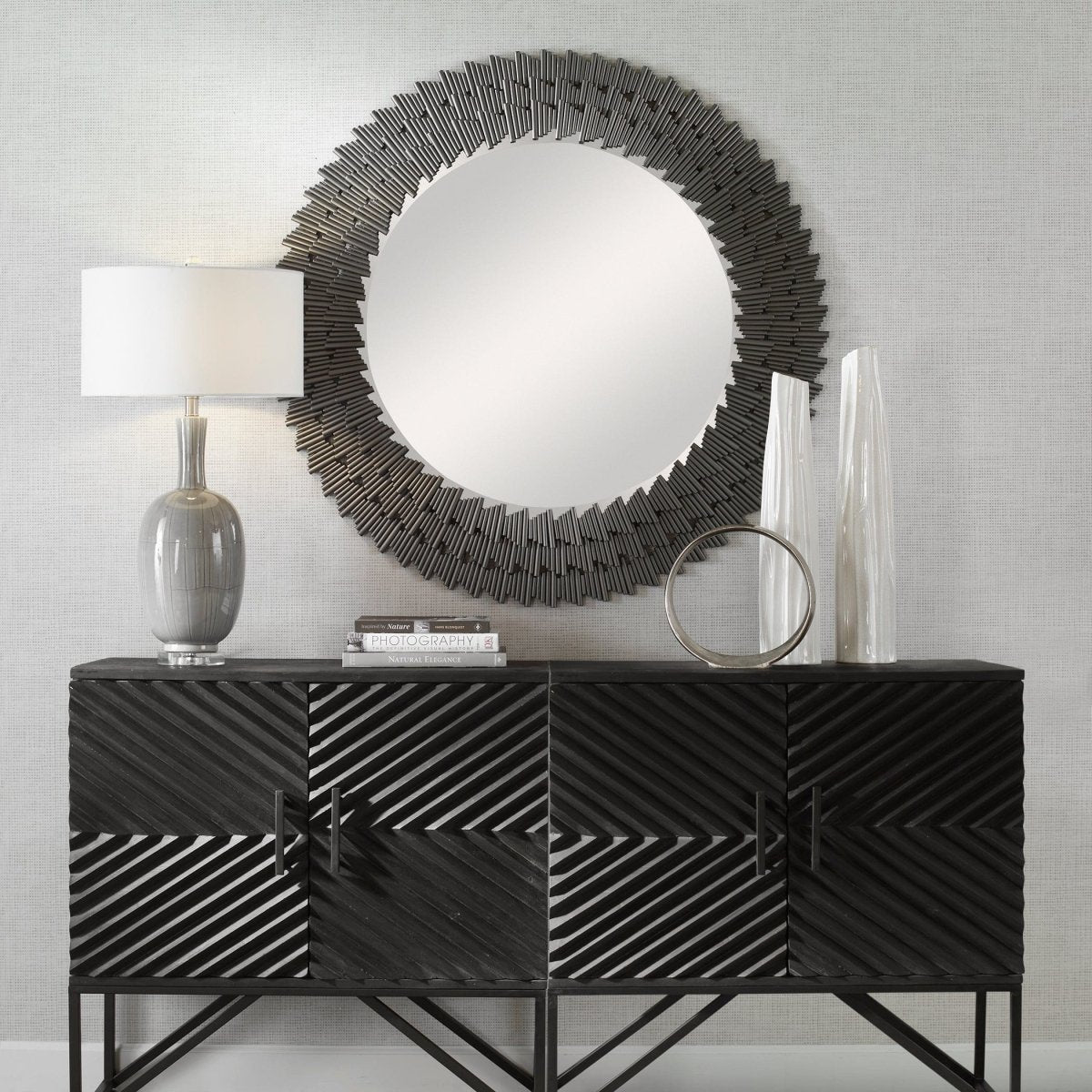 Illusion Modern Round Mirror - Uttermost - Round Mirrors by Modest Hut