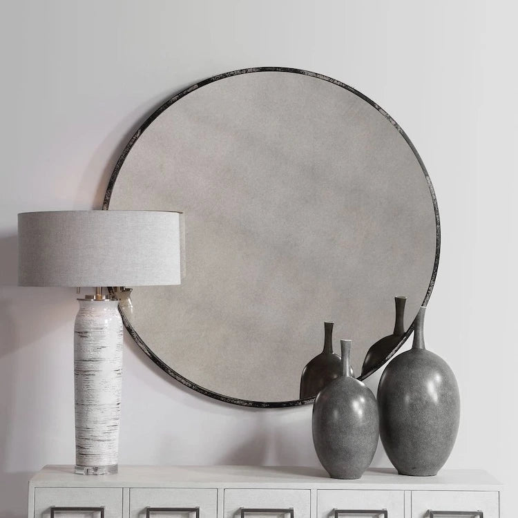 Juniu Antiqued Round Mirror - Uttermost - Round Mirrors by Modest Hut