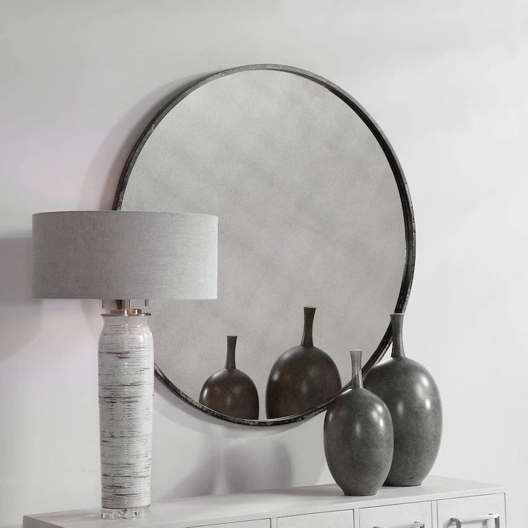 Juniu Antiqued Round Mirror - Uttermost - Round Mirrors by Modest Hut