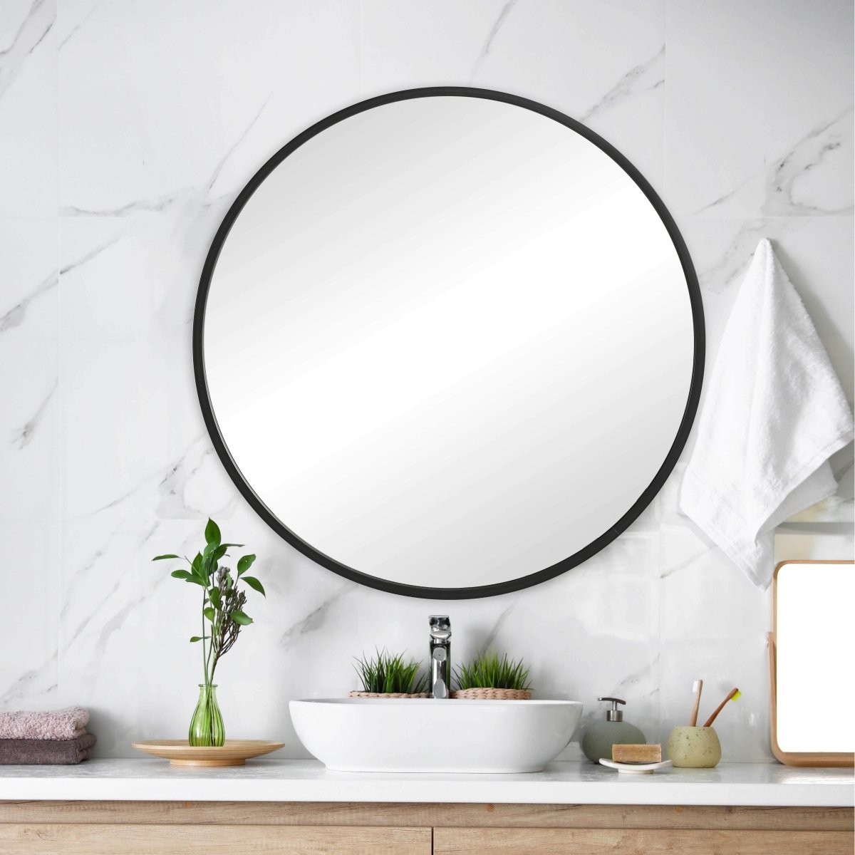 Matte Round Mirror 43" - Uttermost - Round Mirrors by Modest Hut